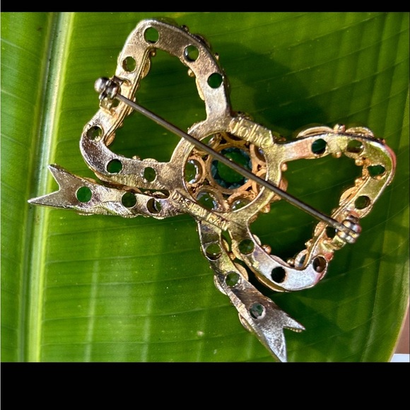 Vintage 1940’s HOBE clusters blue & white crystal bow tie brooch pin - Picture 4 of 10